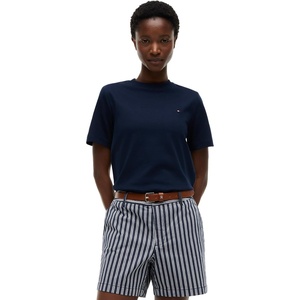 Tommy Hilfiger Women’s Short Sleeve Cotton Graphic Logo Crew Neck T-Shirts(Dark Blue)
