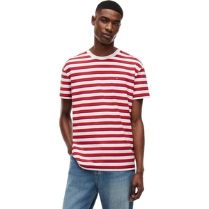 Tommy Jeans Men’s Short Sleeve Cotton Graphic T-Shirts(Ancient White Stripe)