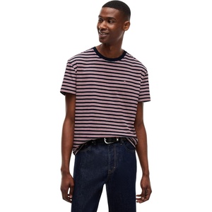 Tommy Jeans Men’s Short Sleeve Cotton Graphic T-Shirts(Scarlet Flare Stripe)