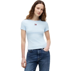 Tommy Jeans Women’s Graphic Tee with Embroidered Flag Detail(Kingly Blue)