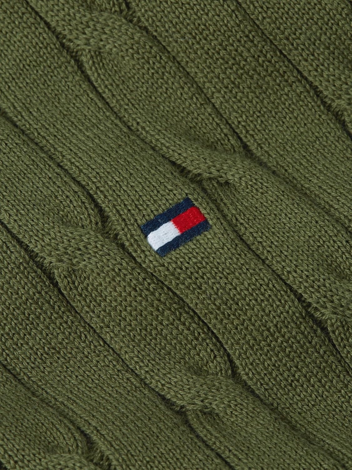 image:imageTommy Hilfiger Mens Cable Knit Crewneck Sweater Lightweight PulloverHuntsman Green