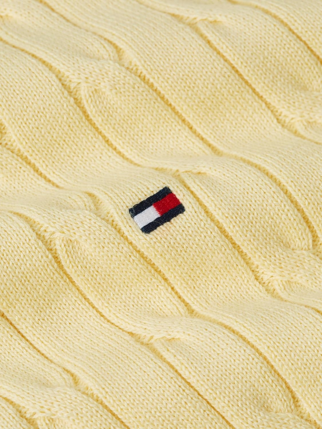 image:imageTommy Hilfiger Mens Cable Knit Crewneck Sweater Lightweight PulloverLight Daffodil