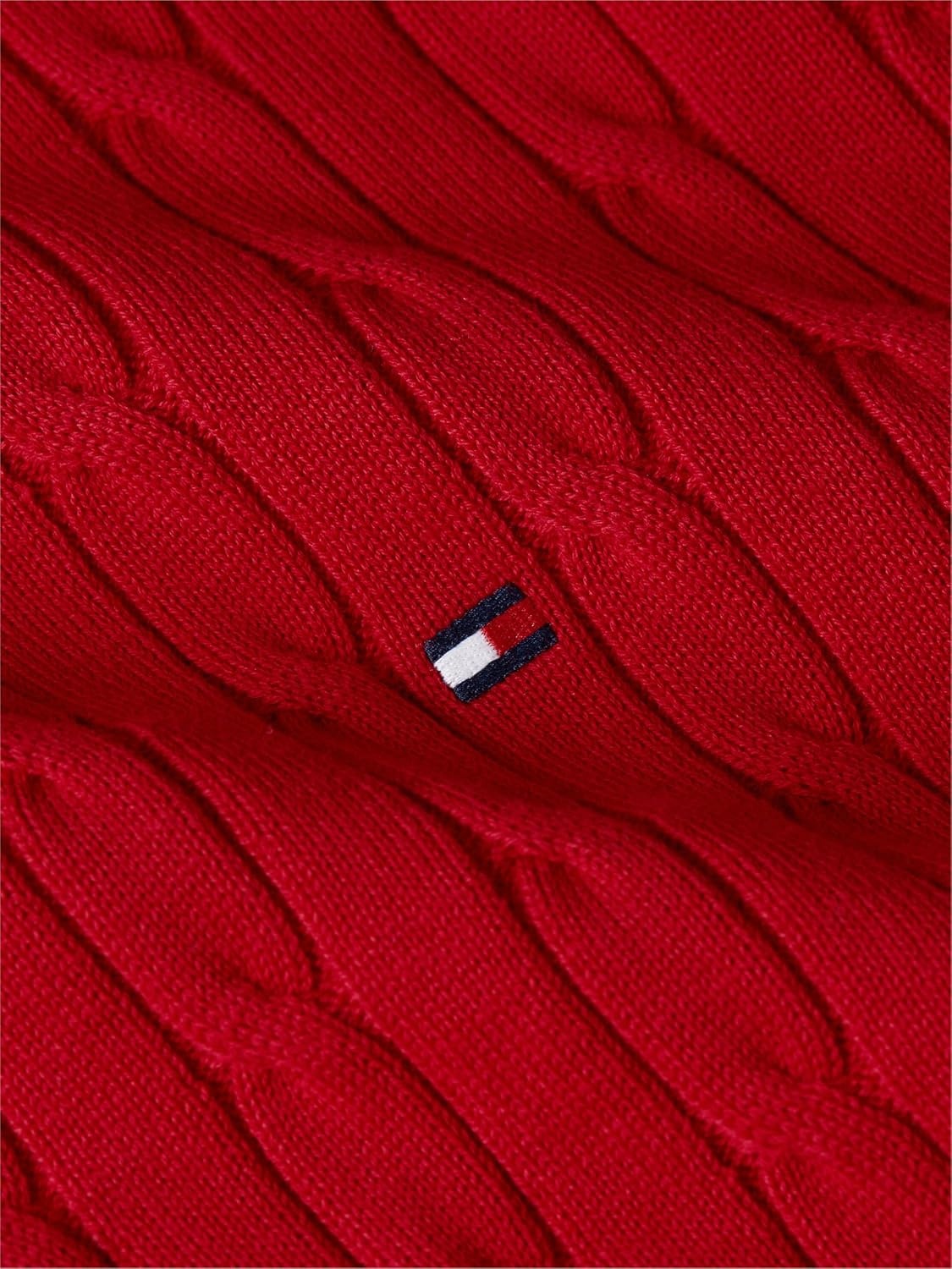 image:imageTommy Hilfiger Mens Cable Knit Crewneck Sweater Lightweight PulloverMedium Red