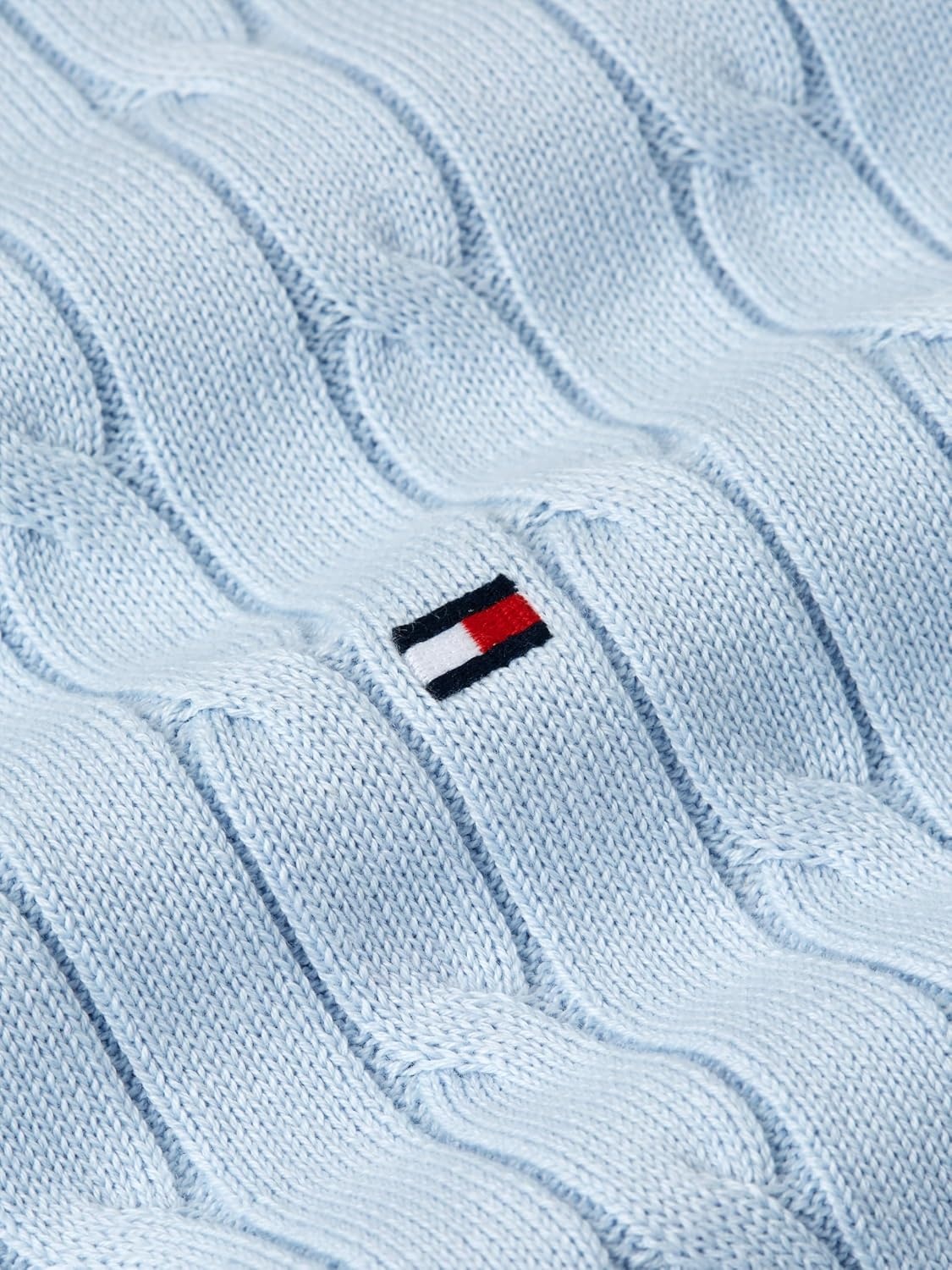 image:imageTommy Hilfiger Mens Cable Knit Crewneck Sweater Lightweight PulloverSky Blue