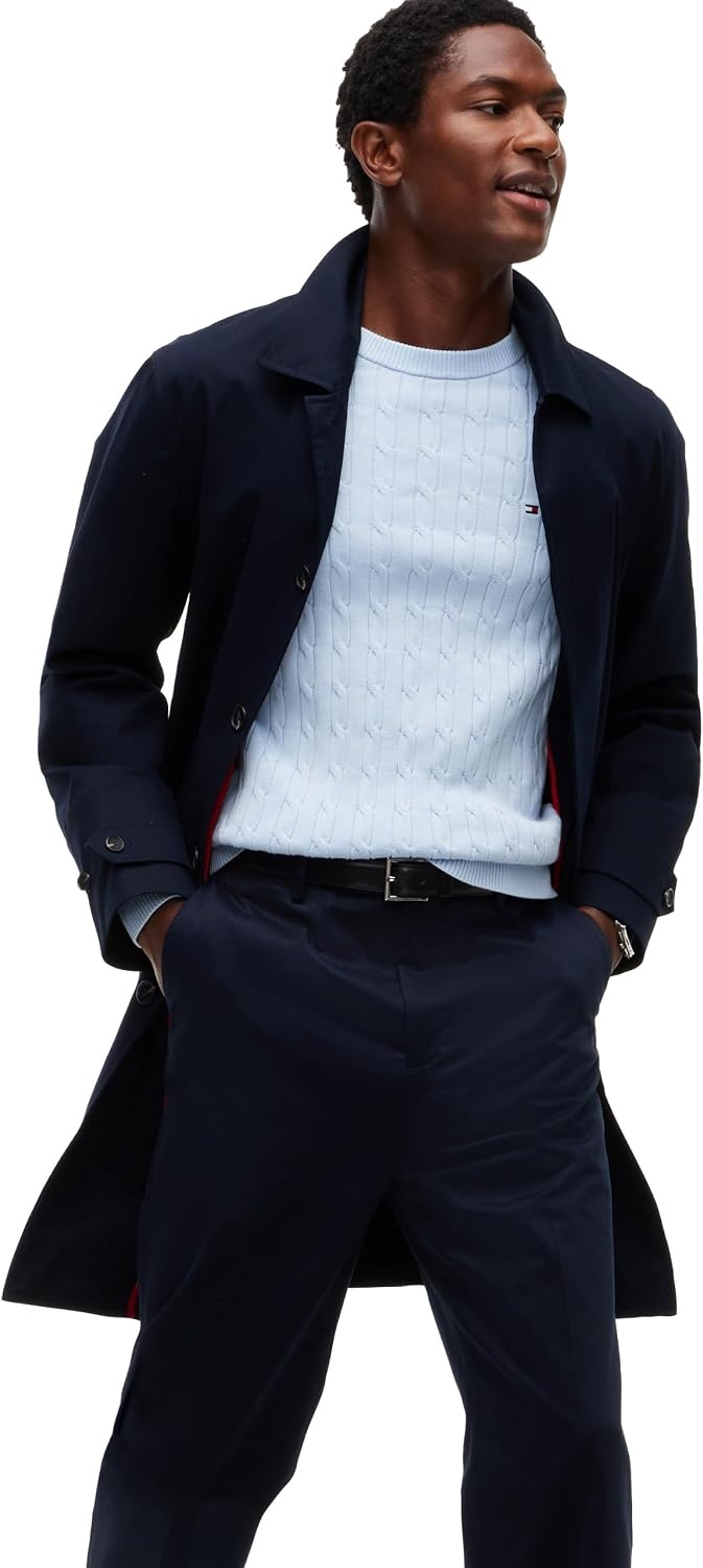 image:imageTommy Hilfiger Mens Cable Knit Crewneck Sweater Lightweight PulloverSky Blue