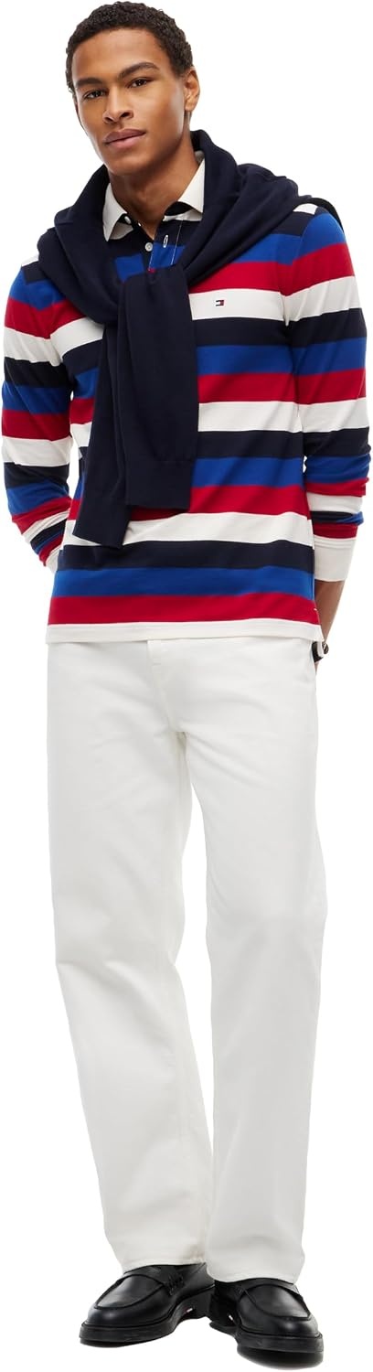 image:imageTommy Hilfiger Mens Casual Cotton Rugby Polo Shirt with StretchMedium Red Multi