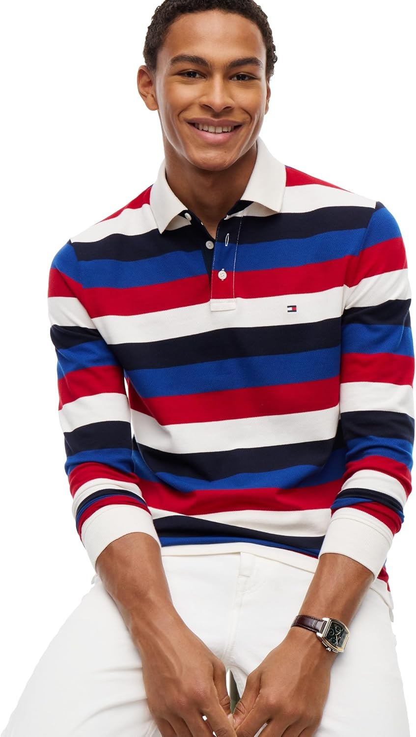 image:imageTommy Hilfiger Mens Casual Cotton Rugby Polo Shirt with StretchMedium Red Multi