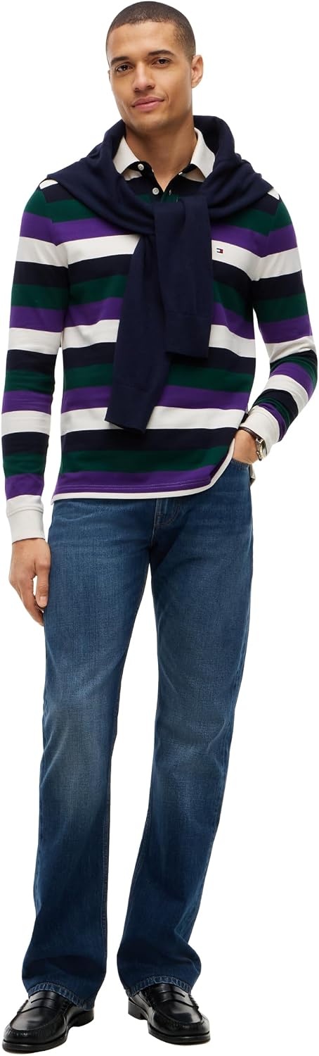 image:imageTommy Hilfiger Mens Casual Cotton Rugby Polo Shirt with StretchTuscan Grape Multi