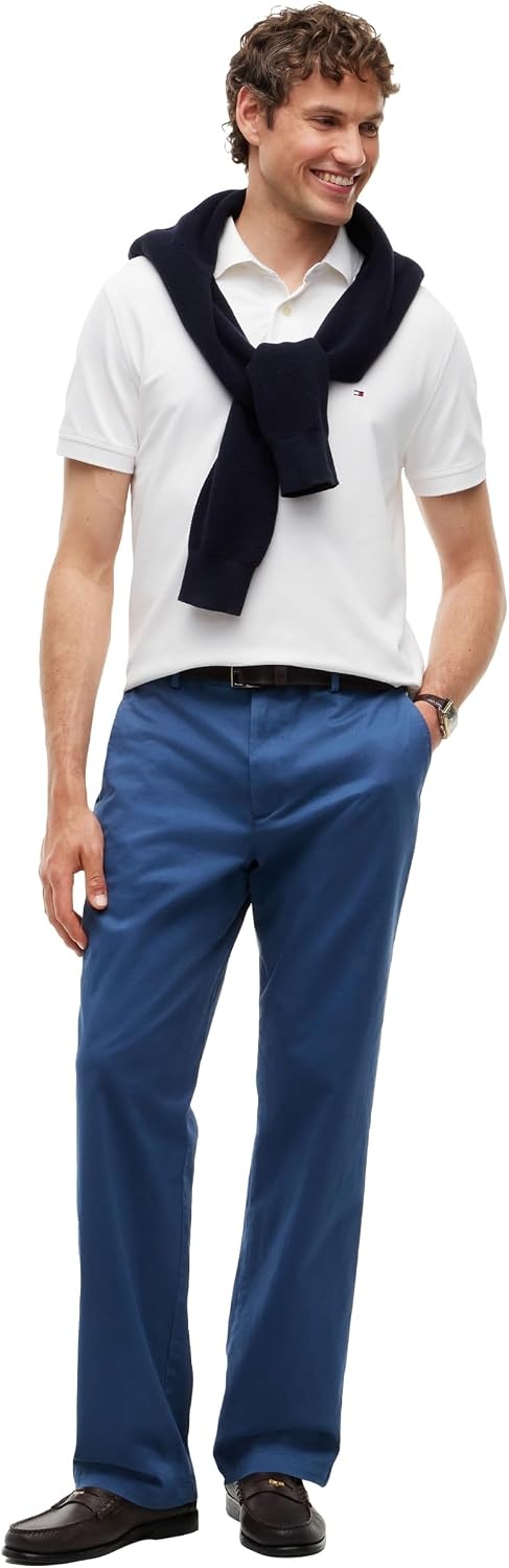 image:imageTommy Hilfiger Mens Causal Cotton Chino Pants with Stretch in Straight FitAegean Sea