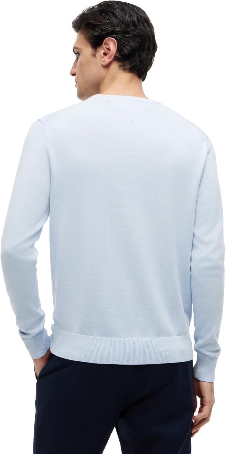 image:imageTommy Hilfiger Mens Cotton Solid Crewneck Sweater Lightweight Pullover Also Available in Big amp TallBreezy Blue