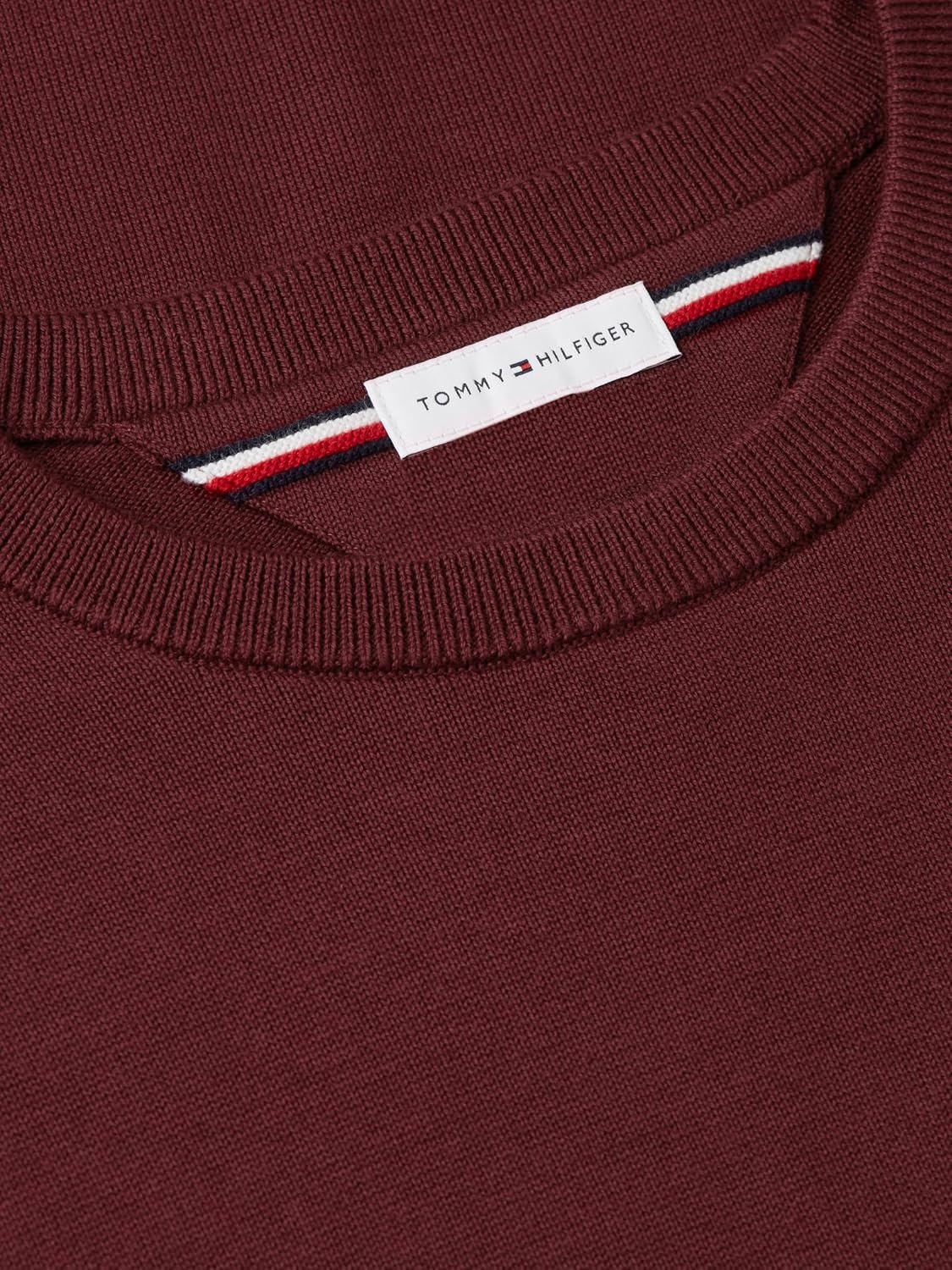 image:imageTommy Hilfiger Mens Cotton Solid Crewneck Sweater Lightweight Pullover Also Available in Big amp TallBurgundy