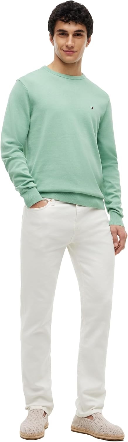 image:imageTommy Hilfiger Mens Cotton Solid Crewneck Sweater Lightweight Pullover Also Available in Big amp TallCut Grass