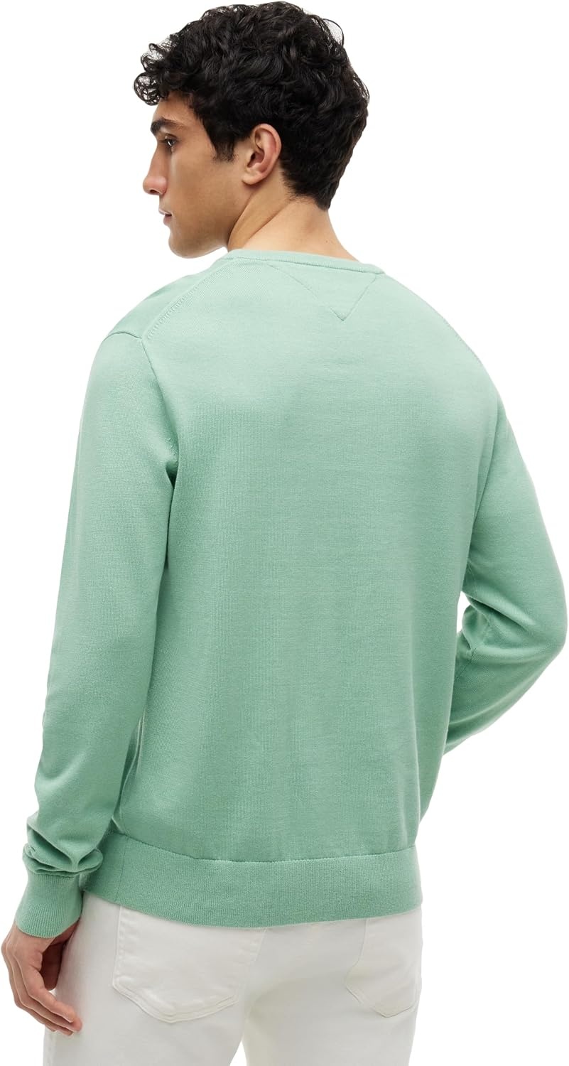 image:imageTommy Hilfiger Mens Cotton Solid Crewneck Sweater Lightweight Pullover Also Available in Big amp TallCut Grass