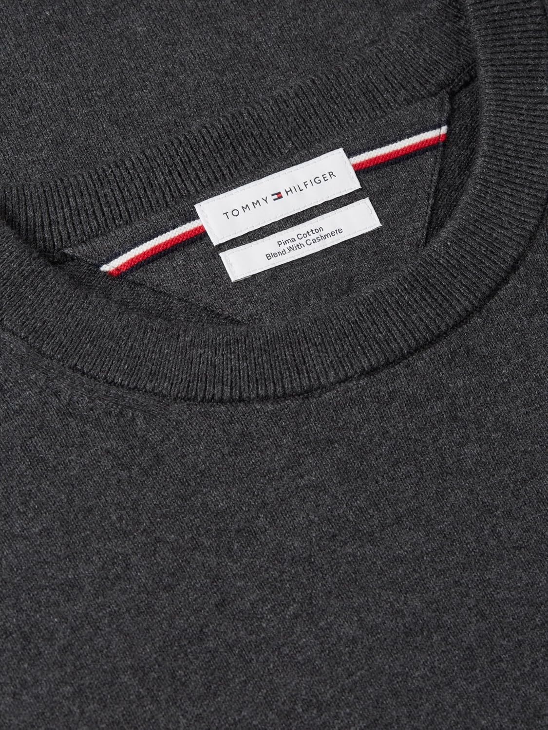 image:imageTommy Hilfiger Mens Cotton Solid Crewneck Sweater Lightweight Pullover Also Available in Big amp TallDark Grey Heather