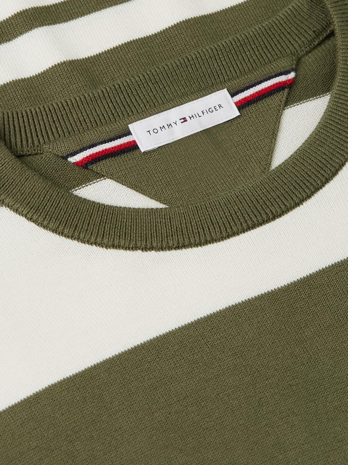 image:imageTommy Hilfiger Mens Cotton Solid Crewneck Sweater Lightweight Pullover Also Available in Big amp TallHuntsman GreenIvory Petal