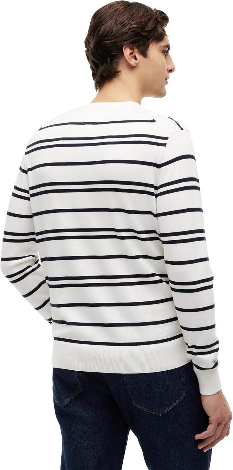 image:imageTommy Hilfiger Mens Cotton Solid Crewneck Sweater Lightweight Pullover Also Available in Big amp TallIvory Petal Desert Sky