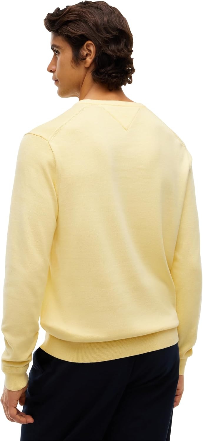 image:imageTommy Hilfiger Mens Cotton Solid Crewneck Sweater Lightweight Pullover Also Available in Big amp TallLight Daffodil