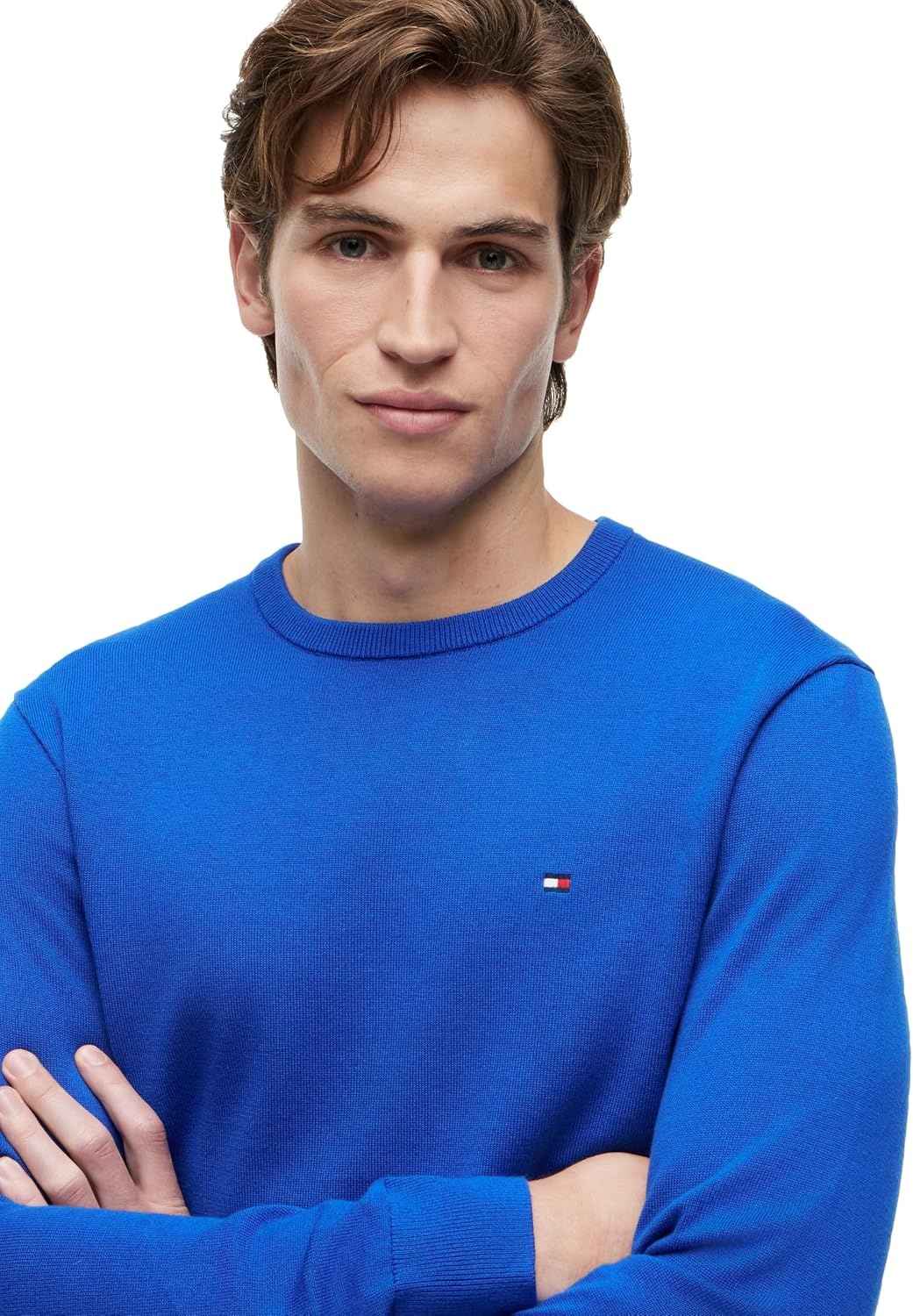 image:imageTommy Hilfiger Mens Cotton Solid Crewneck Sweater Lightweight Pullover Also Available in Big amp TallRegal Blue