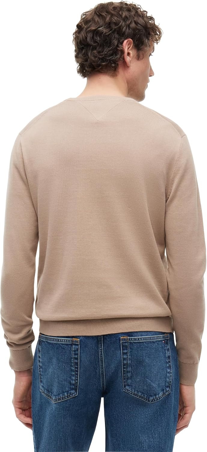 image:imageTommy Hilfiger Mens Cotton Solid Crewneck Sweater Lightweight Pullover Also Available in Big amp TallSafari Canvas
