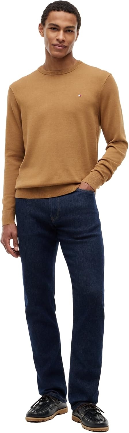 image:imageTommy Hilfiger Mens Cotton Solid Crewneck Sweater Lightweight Pullover Also Available in Big amp TallSahara