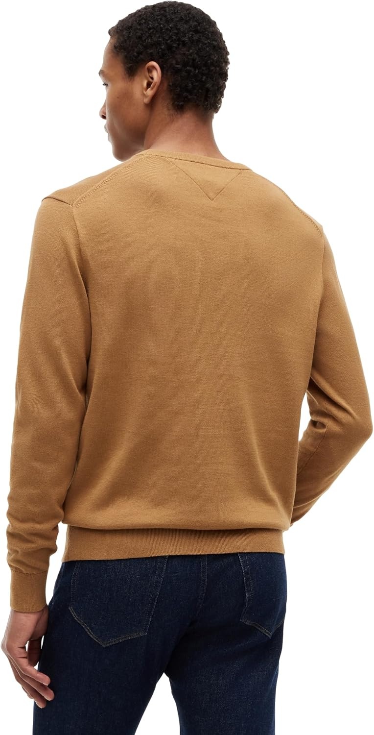 image:imageTommy Hilfiger Mens Cotton Solid Crewneck Sweater Lightweight Pullover Also Available in Big amp TallSahara