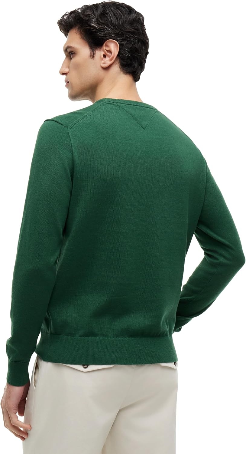 image:imageTommy Hilfiger Mens Cotton Solid Crewneck Sweater Lightweight Pullover Also Available in Big amp TallStreet Green