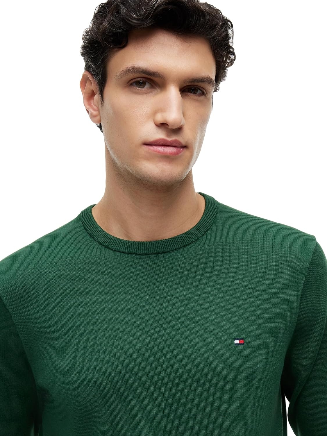 image:imageTommy Hilfiger Mens Cotton Solid Crewneck Sweater Lightweight Pullover Also Available in Big amp TallStreet Green