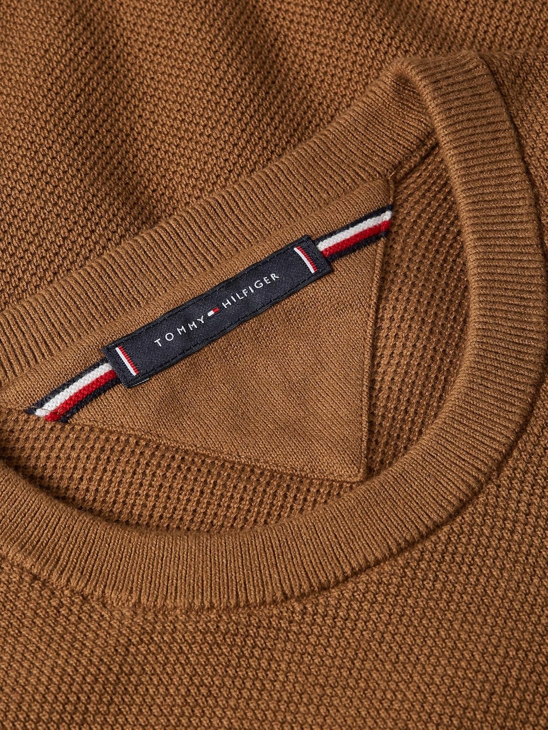 image:imageTommy Hilfiger Mens Cotton Solid Structured Crewneck Sweater PulloverHighland Khaki
