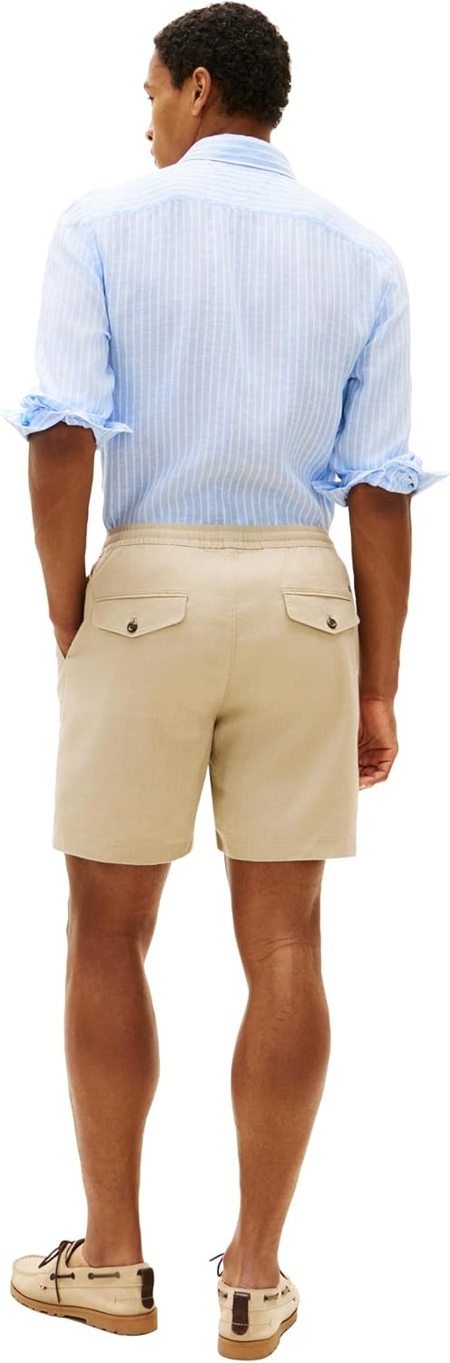 image:imageTommy Hilfiger Mens Lightweight Linen Shorts 8 Inch in Regular FitBatique Khaki