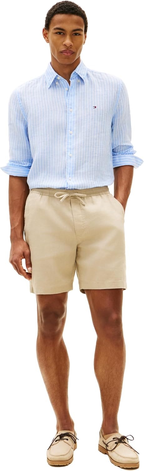 image:imageTommy Hilfiger Mens Lightweight Linen Shorts 8 Inch in Regular FitBatique Khaki