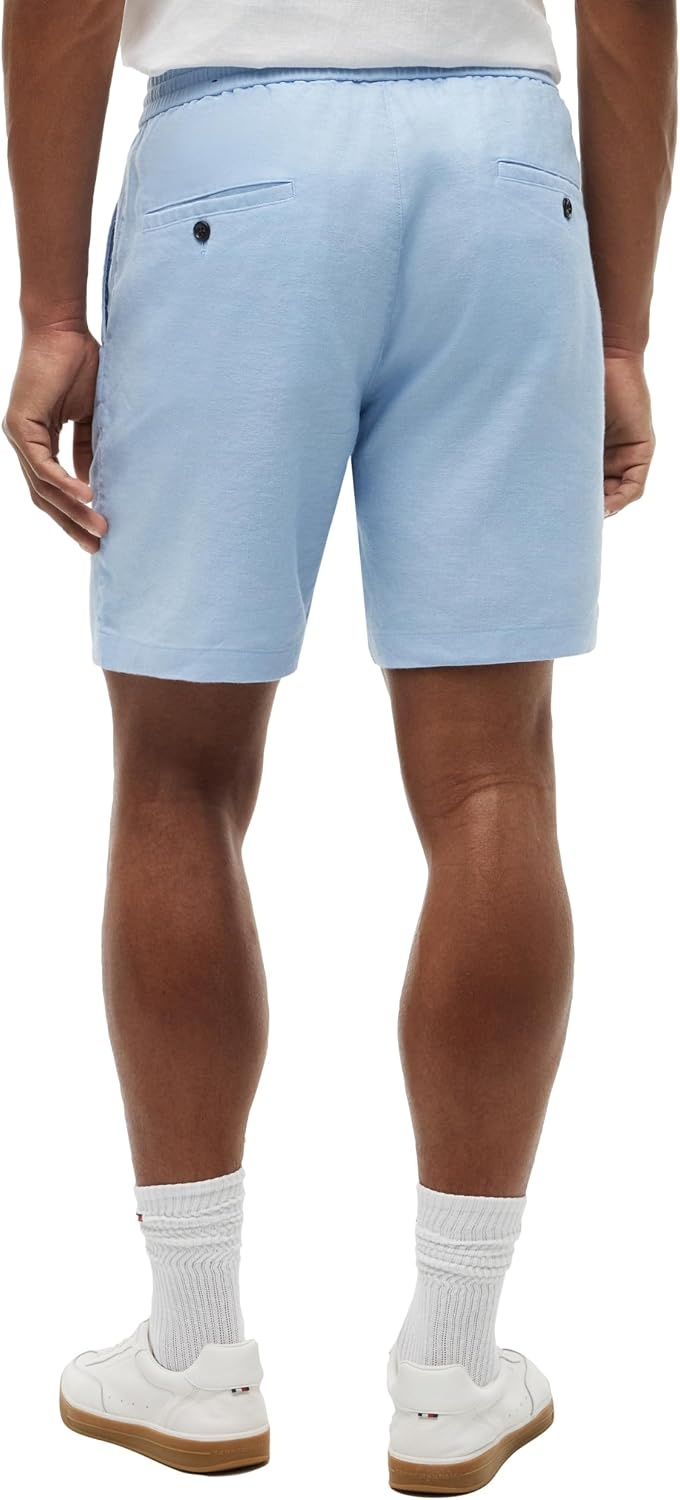 image:imageTommy Hilfiger Mens Lightweight Linen Shorts 8 Inch in Regular FitBlue Cloud