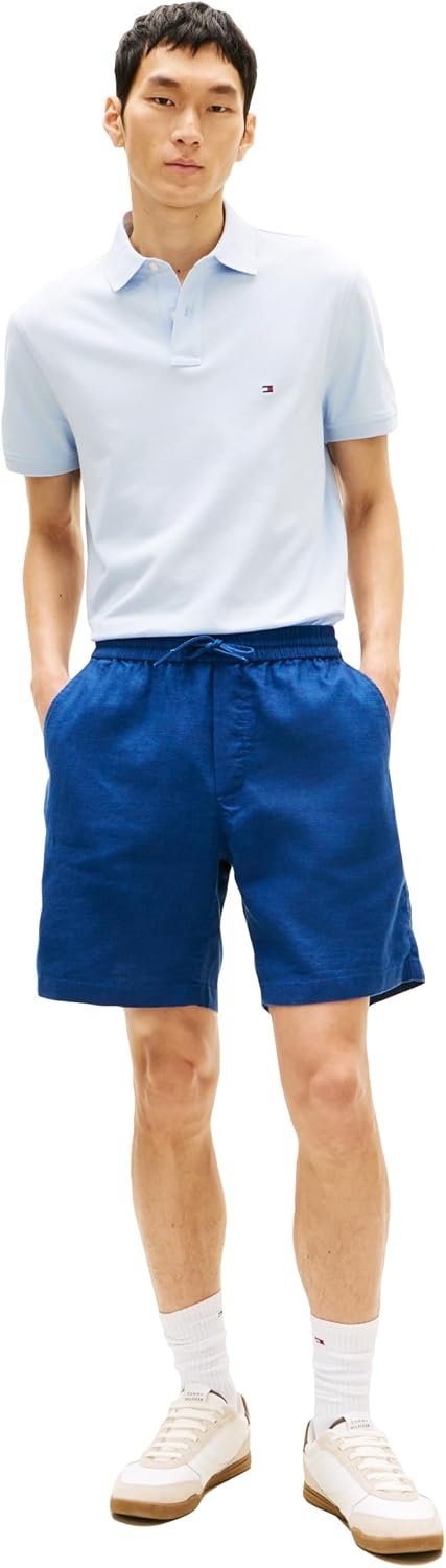image:imageTommy Hilfiger Mens Lightweight Linen Shorts 8 Inch in Regular FitBlue Jean