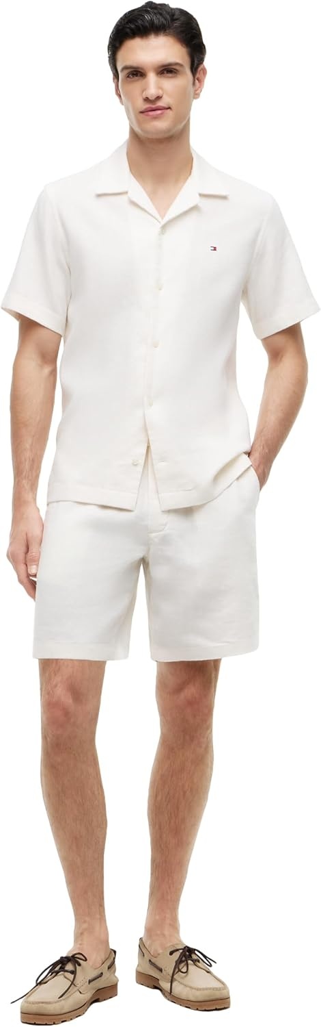 image:imageTommy Hilfiger Mens Lightweight Linen Shorts 8 Inch in Regular FitIvory Petal