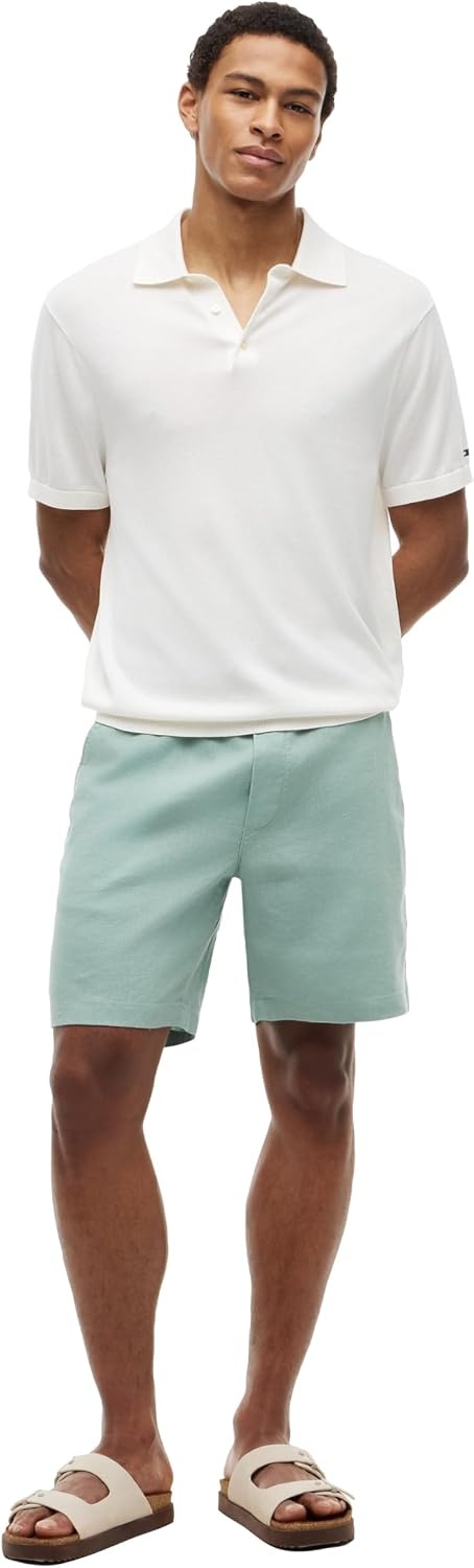 image:imageTommy Hilfiger Mens Lightweight Linen Shorts 8 Inch in Regular FitMinty Grey