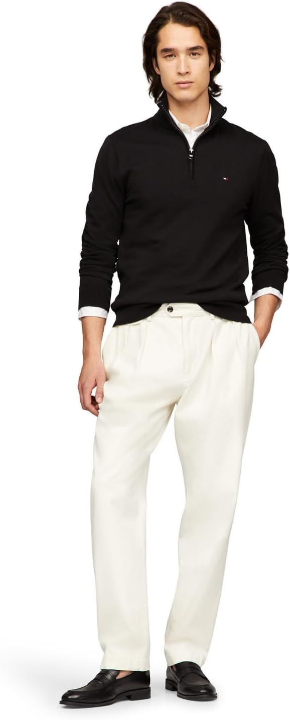 image:imageTommy Hilfiger Mens Lightweight Pullover Quarter Zip SweaterBlack
