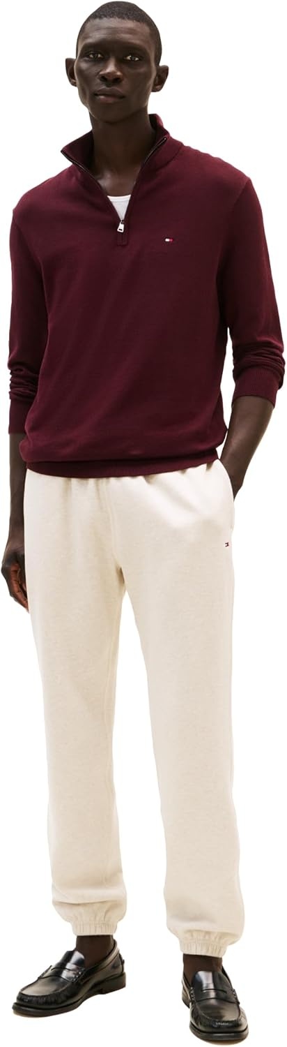 image:imageTommy Hilfiger Mens Lightweight Pullover Quarter Zip SweaterDeep Burgundy