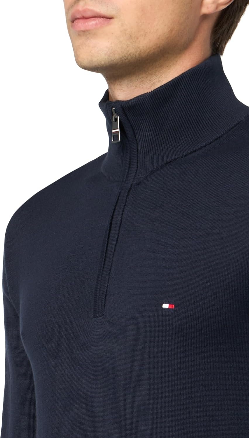 image:imageTommy Hilfiger Mens Lightweight Pullover Quarter Zip SweaterDesert Sky