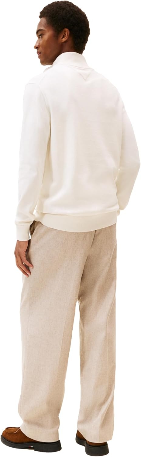 image:imageTommy Hilfiger Mens Lightweight Pullover Quarter Zip SweaterIvory Petal