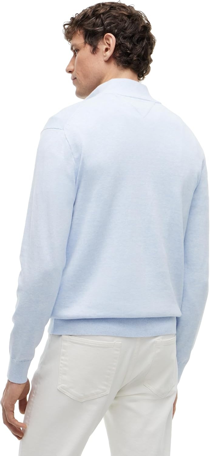 image:imageTommy Hilfiger Mens Lightweight Pullover Quarter Zip SweaterSky Blue Heather