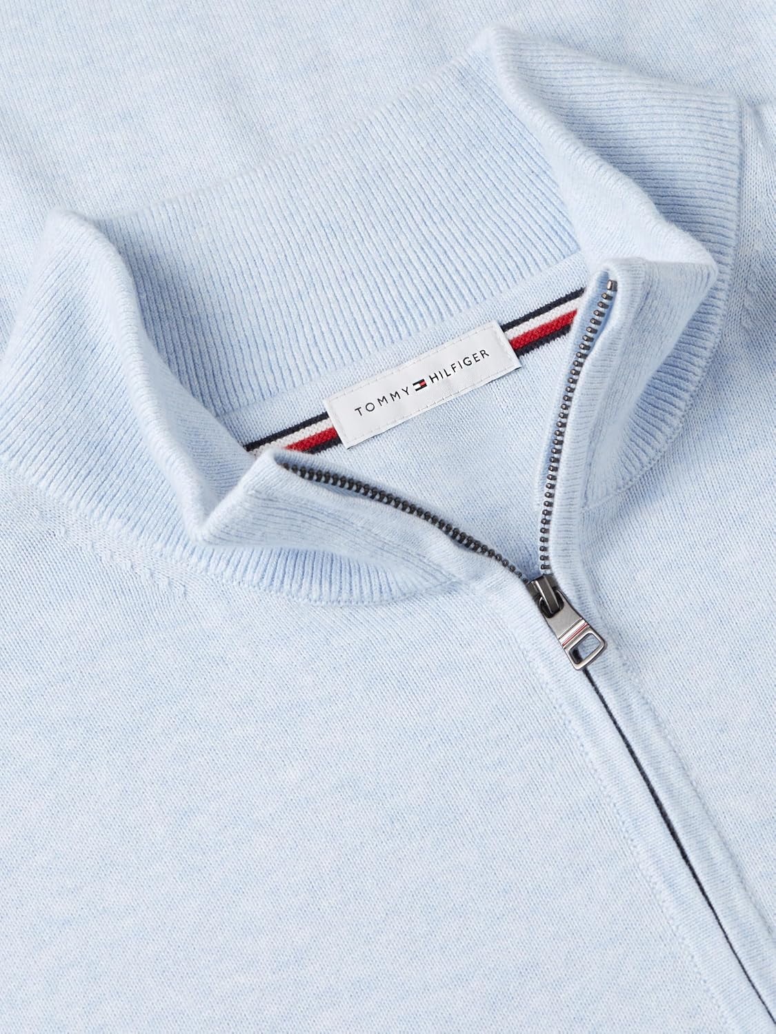 image:imageTommy Hilfiger Mens Lightweight Pullover Quarter Zip SweaterSky Blue Heather