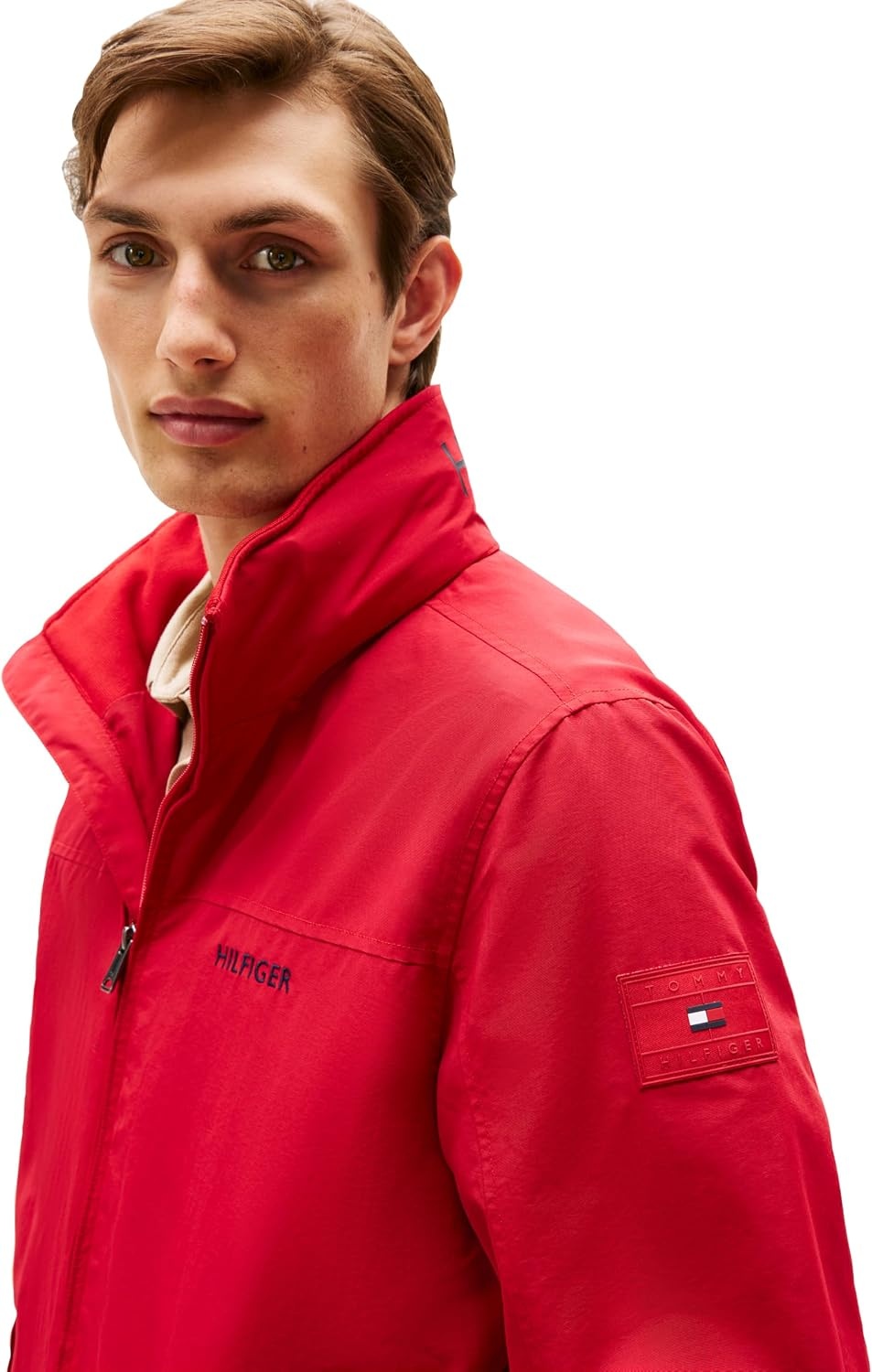 image:imageTommy Hilfiger Mens Lightweight Waterproof Regatta Bomber JacketMedium Red