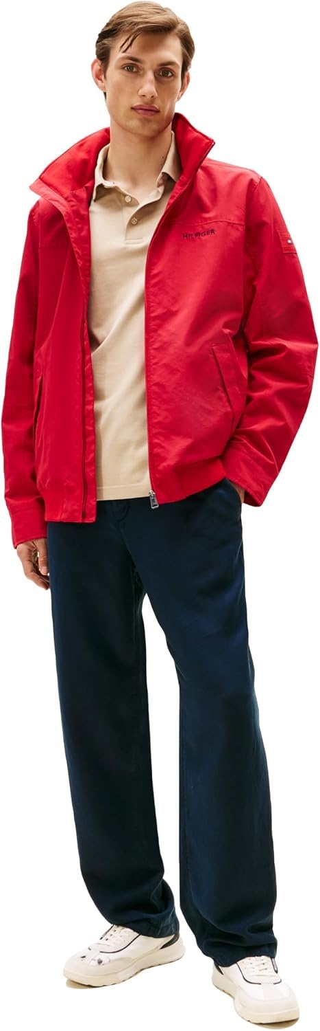 image:imageTommy Hilfiger Mens Lightweight Waterproof Regatta Bomber JacketMedium Red