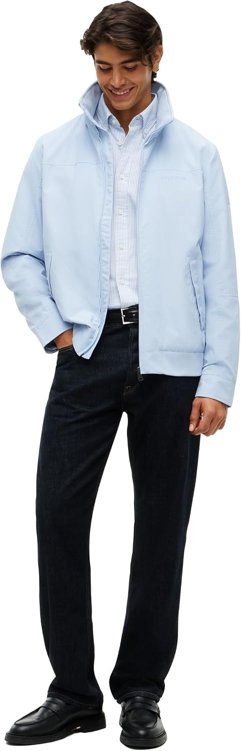 image:imageTommy Hilfiger Mens Lightweight Waterproof Regatta Bomber JacketSky Blue