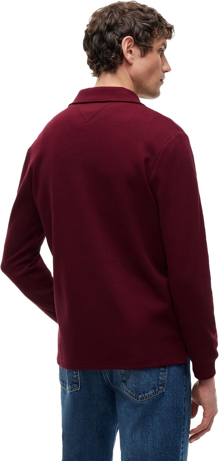 image:imageTommy Hilfiger Mens Long Sleeve Button Down Polo Shirt in Regular FitBurgundy