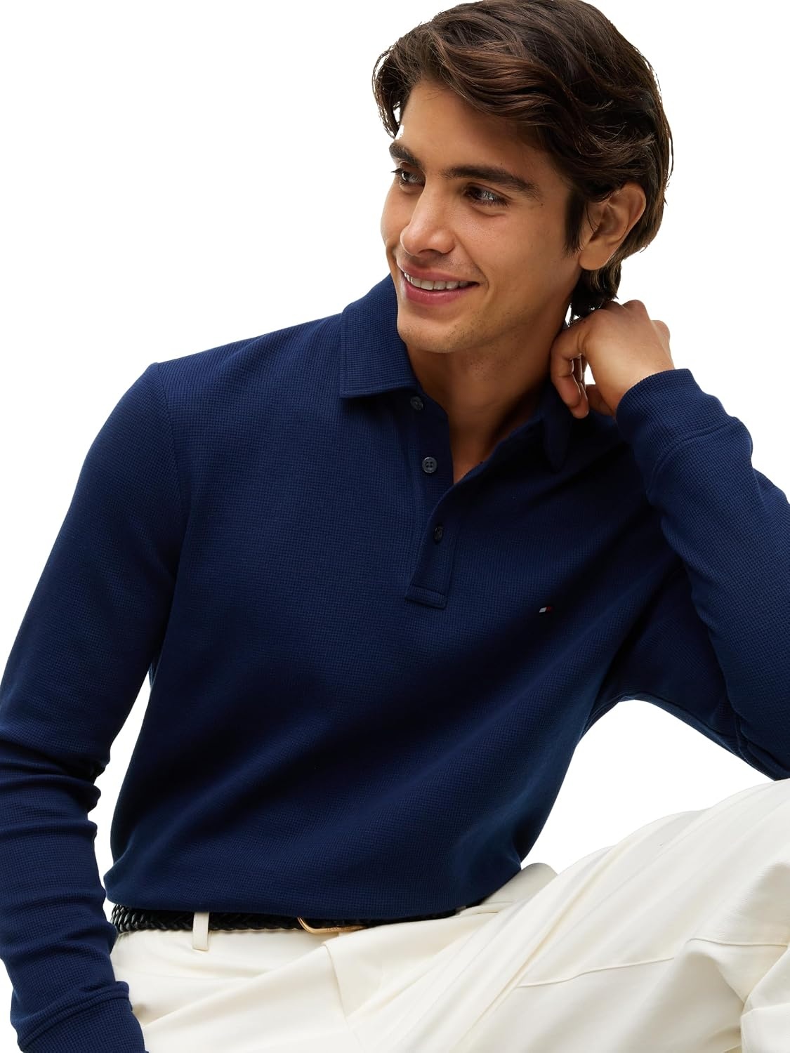 image:imageTommy Hilfiger Mens Long Sleeve Button Down Polo Shirt in Regular FitCarbon Navy