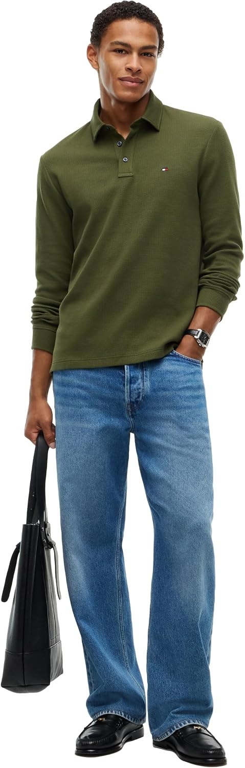 image:imageTommy Hilfiger Mens Long Sleeve Button Down Polo Shirt in Regular FitHuntsman Green