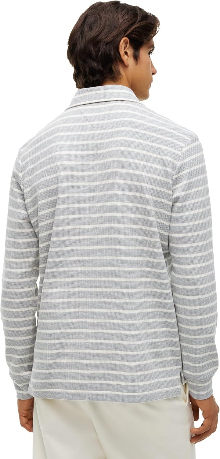 image:imageTommy Hilfiger Mens Long Sleeve Button Down Polo Shirt in Regular FitLight Grey Htr Ivory Petal