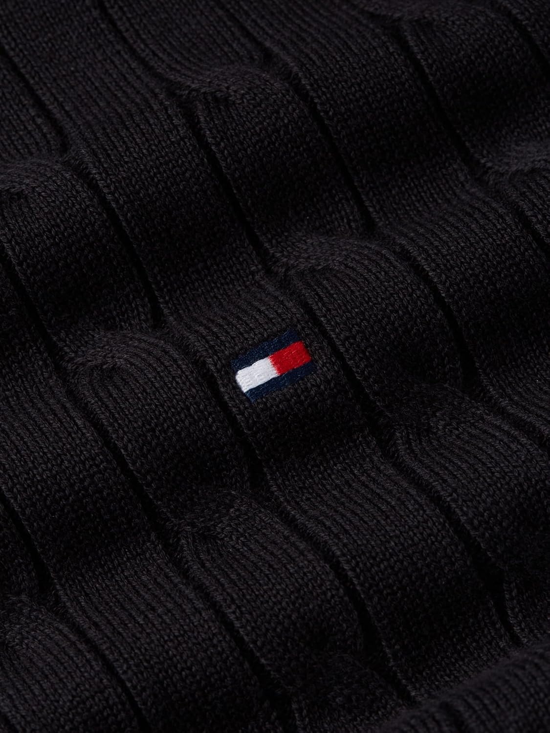 image:imageTommy Hilfiger Mens Long Sleeve Casual Cotton Cable Polo SweaterBlack