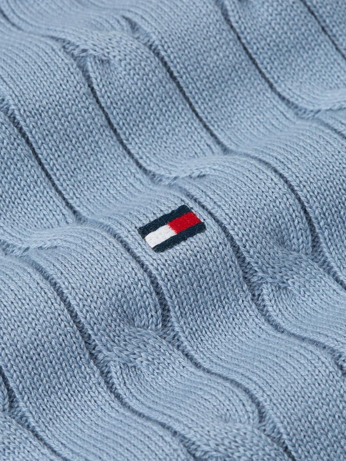 image:imageTommy Hilfiger Mens Long Sleeve Casual Cotton Cable Polo SweaterBrisk Blue