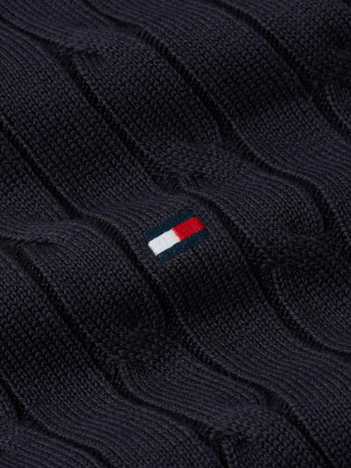 image:imageTommy Hilfiger Mens Long Sleeve Casual Cotton Cable Polo SweaterDesert Sky